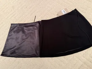 MESHKI Yvette Tie Suiting Mini Skirt Black Size S NWT thumbnail 2