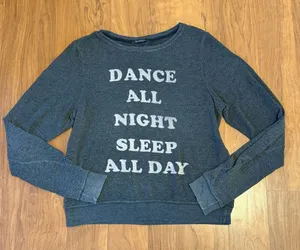 WILDFOX Jumper Pullover Crewneck Sweater Grey Dance All Day Large‎ thumbnail 1