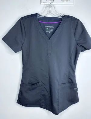 Purple Label by Healing Hands Scrub Top – Dark Charcoal Gray, Size XS thumbnail 1