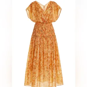 NWT Acler Bicknell Shirred Printed Metallic-Cotton‎ Maxi Dress Size 4 thumbnail 14