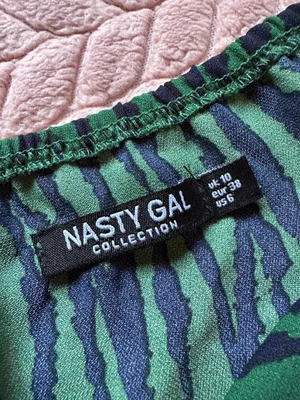 Nasty Gal Green Zebra Print Cowl Neck Slip Tank Top thumbnail 2