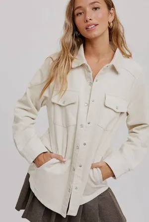 Kimberly White Corduroy Shacket thumbnail 4