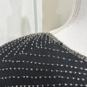Vintage 80s Stenay Woman‎ Black Silk Beaded Sequin Cocktail Shift Dress Art Deco thumbnail 10