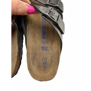 Birkenstock Arizona Metallic Anthracite Leather Double Strap Sandals EU 40 US 9 thumbnail 8
