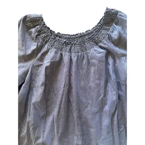 Talbots Chambray Off The Shoulder Shift Dress Embroidered Floral Smocked size 16 thumbnail 4