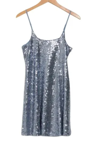 Melrose and Market Blue Sequin Cocktail Mini Dress Size XXS thumbnail 1