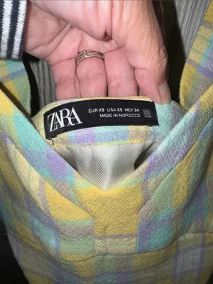 Zara Yellow Plaid Mini Dress with Pastel Accents thumbnail 2
