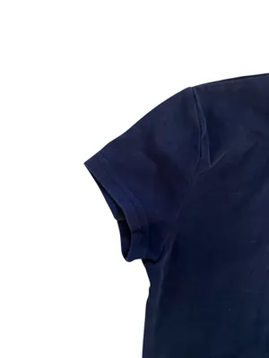 Edikted Navy Blue Cotton Cropped Tee with Shimmering Blue Cocktail Graphic thumbnail 4