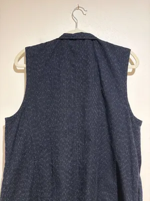 Eileen Fisher Black Rainfall Organic Cotton Textured Double Button Long Vest thumbnail 10