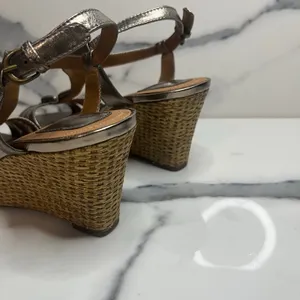 Clarks Women's Metallic Leather Strappy Summer Laguna Jewel Wedge Sandals Sz 9 thumbnail 4