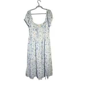 Aeropostale Babydoll Midi Dress Smocked Floral Milkmaid Fairy Garden Whimsy XL thumbnail 2