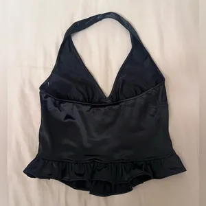 Kimchi Blue Black Satin Halter Top with Embroidered Florals thumbnail 4