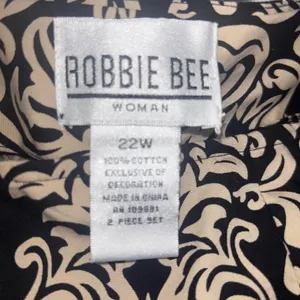 Robbie Bee Skirt 22W Plus Size Black Beige Damask Church Modest 100% Cotton Knee thumbnail 4