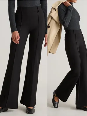 Quince Ultra-Stretch Ponte Flare Leg Pants Black 30” Inseam Office Career thumbnail 4