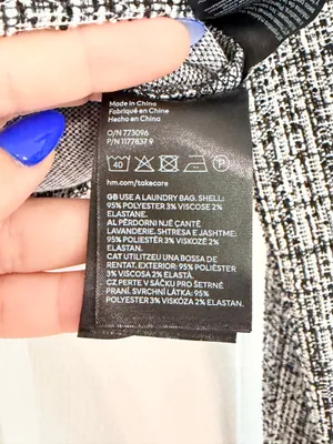 H&M Tweed Plaid Cardigan Jacket Black White Cropped Preppy Quiet Luxury Academia XS thumbnail 9