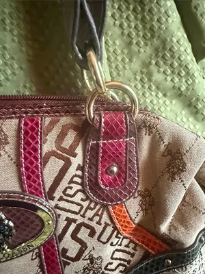 U.S. Polo Assn Women's Beige Logo Canvas Satchel with Pink Trim NWT thumbnail 7