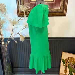 DKNY Kelly Green Drop Waist Flutter Sleeve Ruffle Hem Dress Size 2 💚🍄 thumbnail 5
