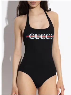 GUCCI logo printed halter neck swimsuit bodysuit thumbnail 2