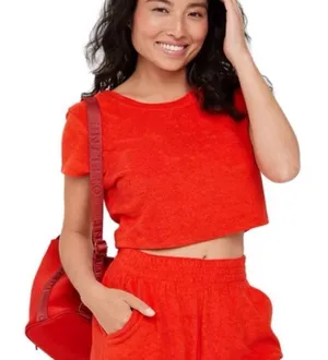 Aerie Offline Summer Lights Terrycloth Cropped Tee Shirt Women’s XS thumbnail 1