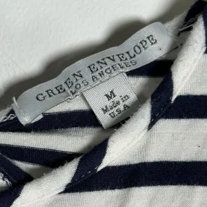 Green Envelope Los Angeles‎ Navy White Striped Tie Back Tank Top Womens Medium thumbnail 3