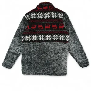 Simply Southern Sherpa Fleece Womens M Faux Fur Fair Isle Quarter Zip‎ Pullover thumbnail 3