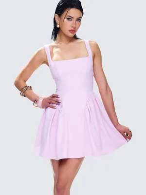 Finesse Pink Cotton Poplin Basque Waist Mini Dress Sleeveless Back Tie Size M thumbnail 1