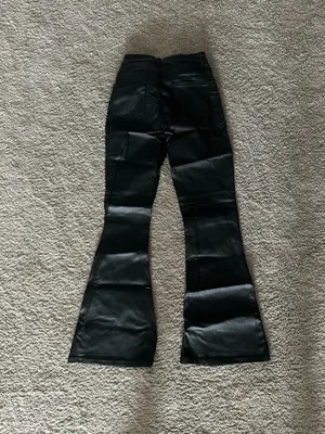 Edikted Petite Luna Faux Leather Flare Jeans thumbnail 8