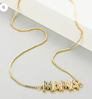 MAMA Zircon Chain Necklace Gold thumbnail 1