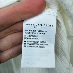 NEW American Eagle Soft & Sexy Ivory White Ribbed Knit Relaxed Fit Henley Top XS thumbnail 6