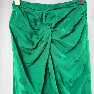 NWT Zara Vibrant‎ Green Knot Front Midi Skirt Size XS thumbnail 2