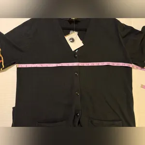 Bob Mackie Women’s Black Wearable Art Feather Cardigan Sweater Dream Catcher thumbnail 9