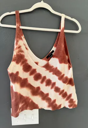 Forever 21 Vintage Y2k Tie‎ Dye Knit V-Neck Tank Top Terracotta Cream Size S thumbnail 1