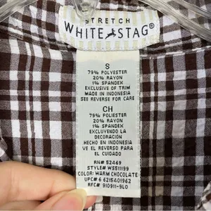 White Stag Brown & White Plaid Collared Sleeveless Button Up Shirt thumbnail 6
