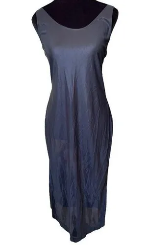 Vintage 90s Black Sheer Silky Satin Goth Grunge Lingerie Intimates Midi Dress thumbnail 1