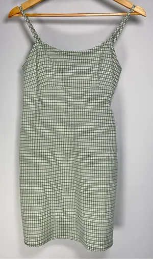 John Galt Plaid Shift Dress Mini White Gingham Preppy Pistachio Green Picnic thumbnail 1
