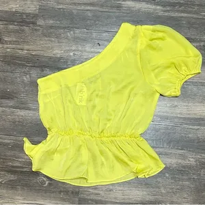 fab'rik Neon Yellow One-Shoulder Top thumbnail 1