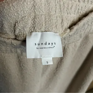 Sundays Pryn Pants Loungewear Wide Leg Crinkle Terry Fabric Beige Size Small thumbnail 5