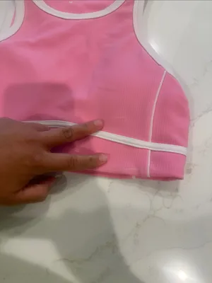 WILO pink and white ribbed pink sports bra size medium thumbnail 3