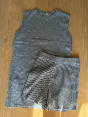 Uaneo 2 Piece Outfit Summer Knit Sweater Set Sleeveless Tunic top and short thumbnail 3
