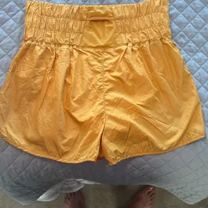 Free People Yellow Athletic Shorts with Elastic Waistband and Flowy Design thumbnail 3