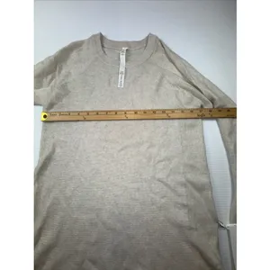 Lululemon Sweater Womens 10 Beige‎ Sit In Lotus Merino Wool Thumbholes Pullover thumbnail 5