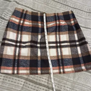 NWOT Plaid Mini Skirt Navy Brown Orange Tartan Lined Size M thumbnail 4
