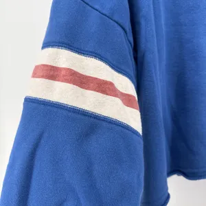 American Eagle Varsity‎ Blue Crop Hoodie Striped Sleeve Sweatshirt Medium thumbnail 3