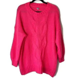 Aerie Peach Pink Happy Place Wool Blend Cable Knit Oversized Sweater Size Small thumbnail 2