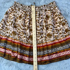 Beachlunchlounge Collection‎ Floral Paisley Cotton Mini Skirt Smocked Waist L thumbnail 5