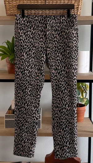 Banana Republic Mid-Rise Sloan Leopard Jacquard Ankle Woven Career Dress Pant 6 thumbnail 1
