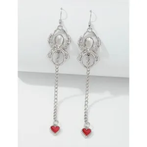 NEW!! Spider Spooky Halloween Drop Earrings Dangling Hearts‎ Scary Whimsygoth thumbnail 2