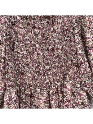 Max Studio Floral Smocked Peasant Blouse Size Large thumbnail 2