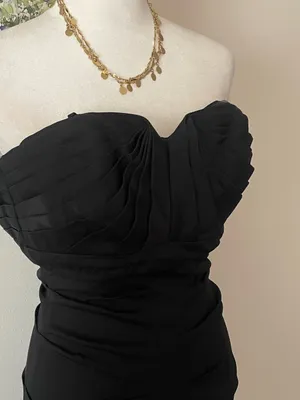 Xscape Ruched Black Elegant Strapless Mermaid Maxi Dress Gown Size US 4 thumbnail 2