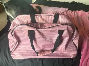 Steve Madden Pink Logo Interior Pouch with Black Trim Travel Bag thumbnail 7